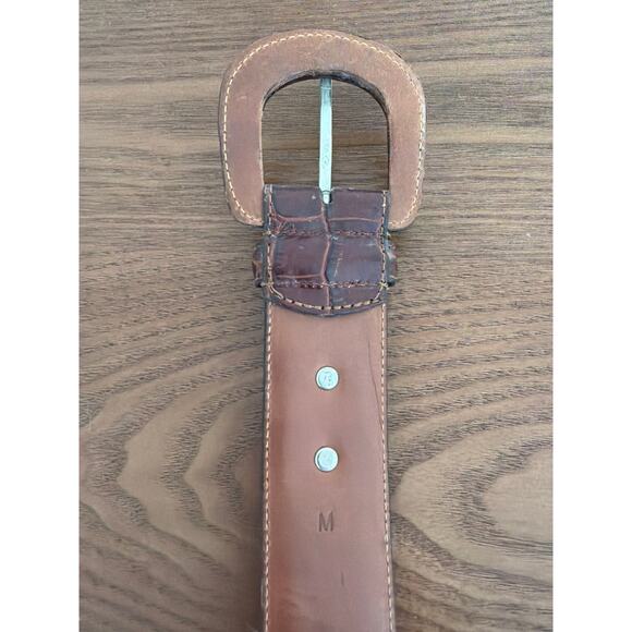 Ralph Lauren brown crocodile embossed leather Belt Sz M fits 35 main image 10